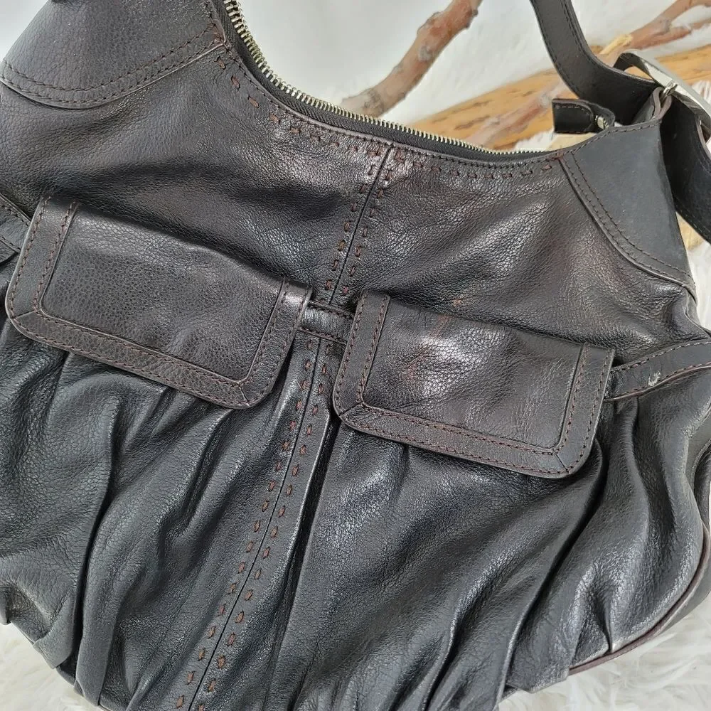 Cole haan large hobo bag dark brown